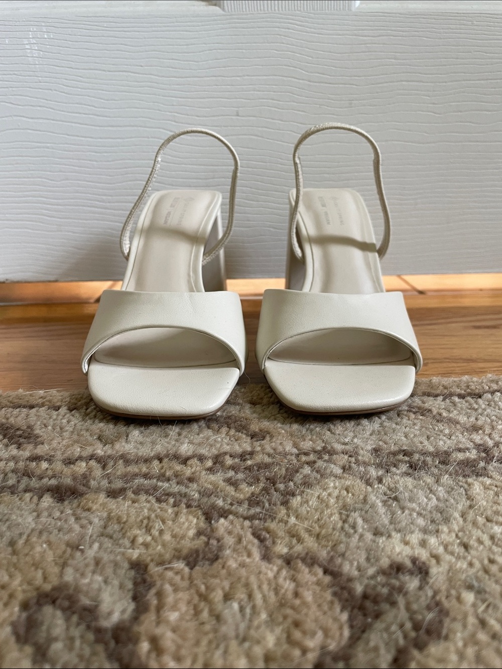 White Slingback Block Heels